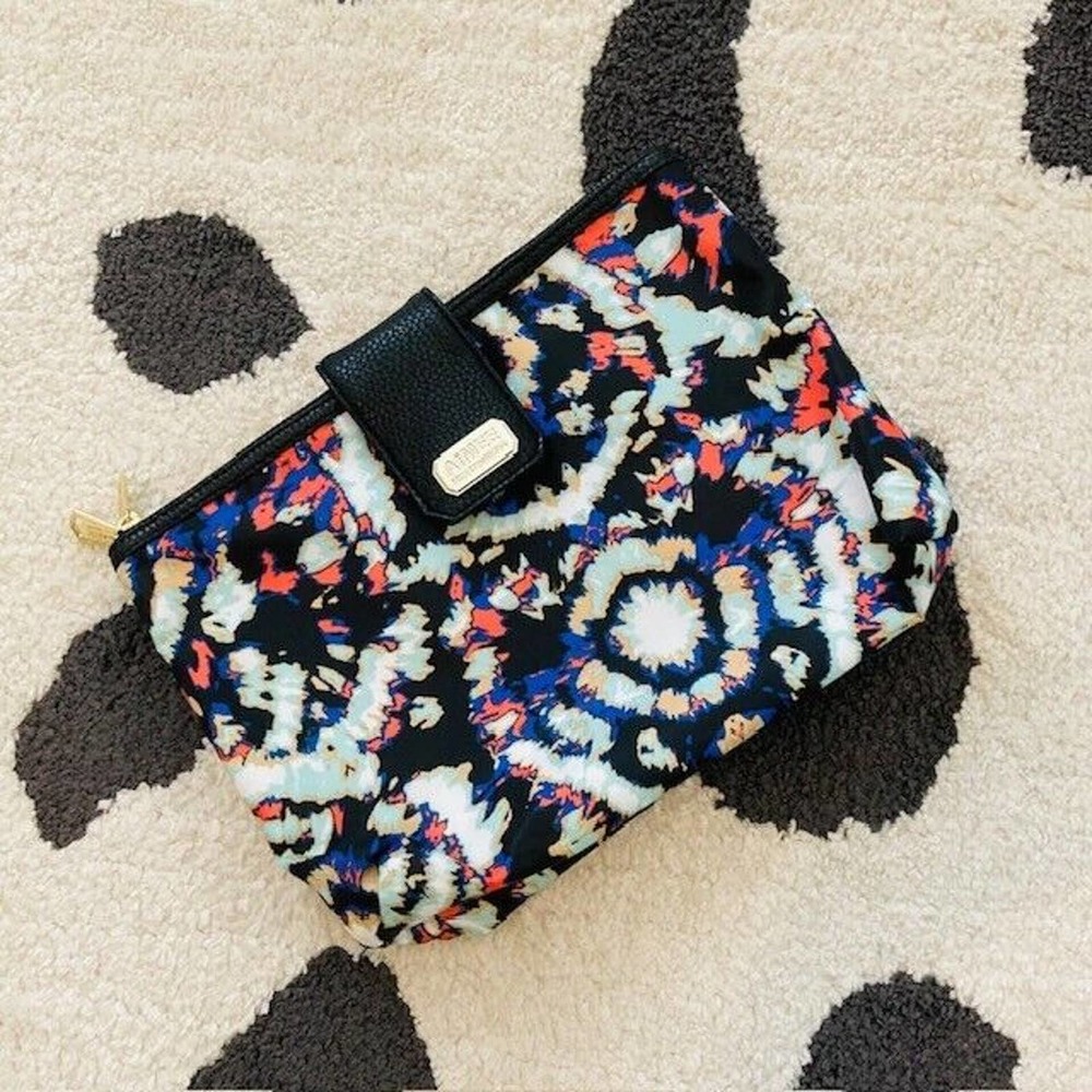 Aimee Kestenberg Malibu Print Colorful Leather Cosmetic Bag Toiletry Travel Case